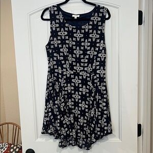 Umgee Navy and White Geometric Mini Dress